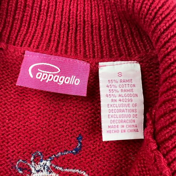 Cappagallo Vintage Red Holiday Winter Snowman Sweater Vest Size Small Full Zip - Picture 4 of 7